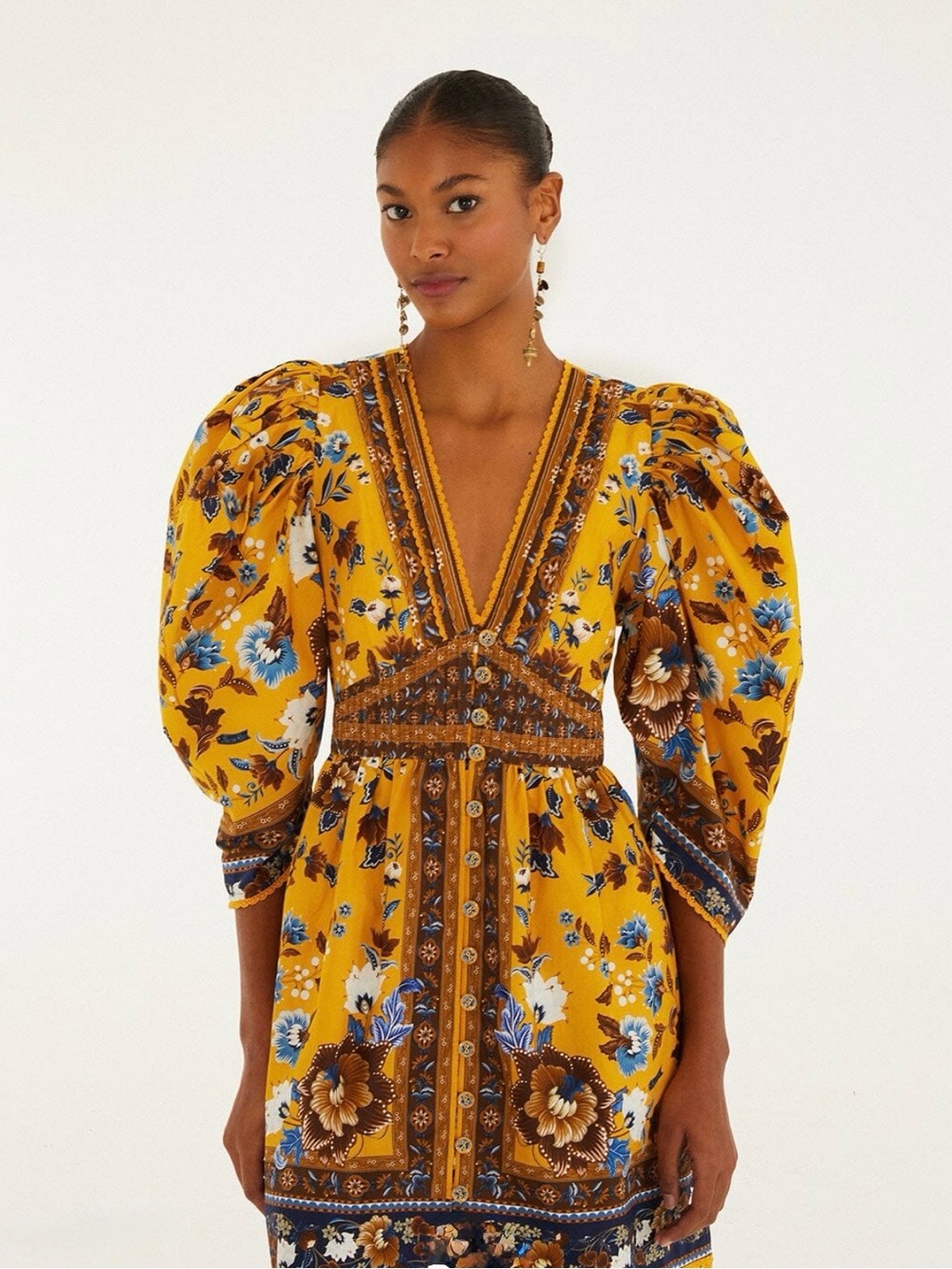 Yellow Flowering Garden Tree Mini Dress